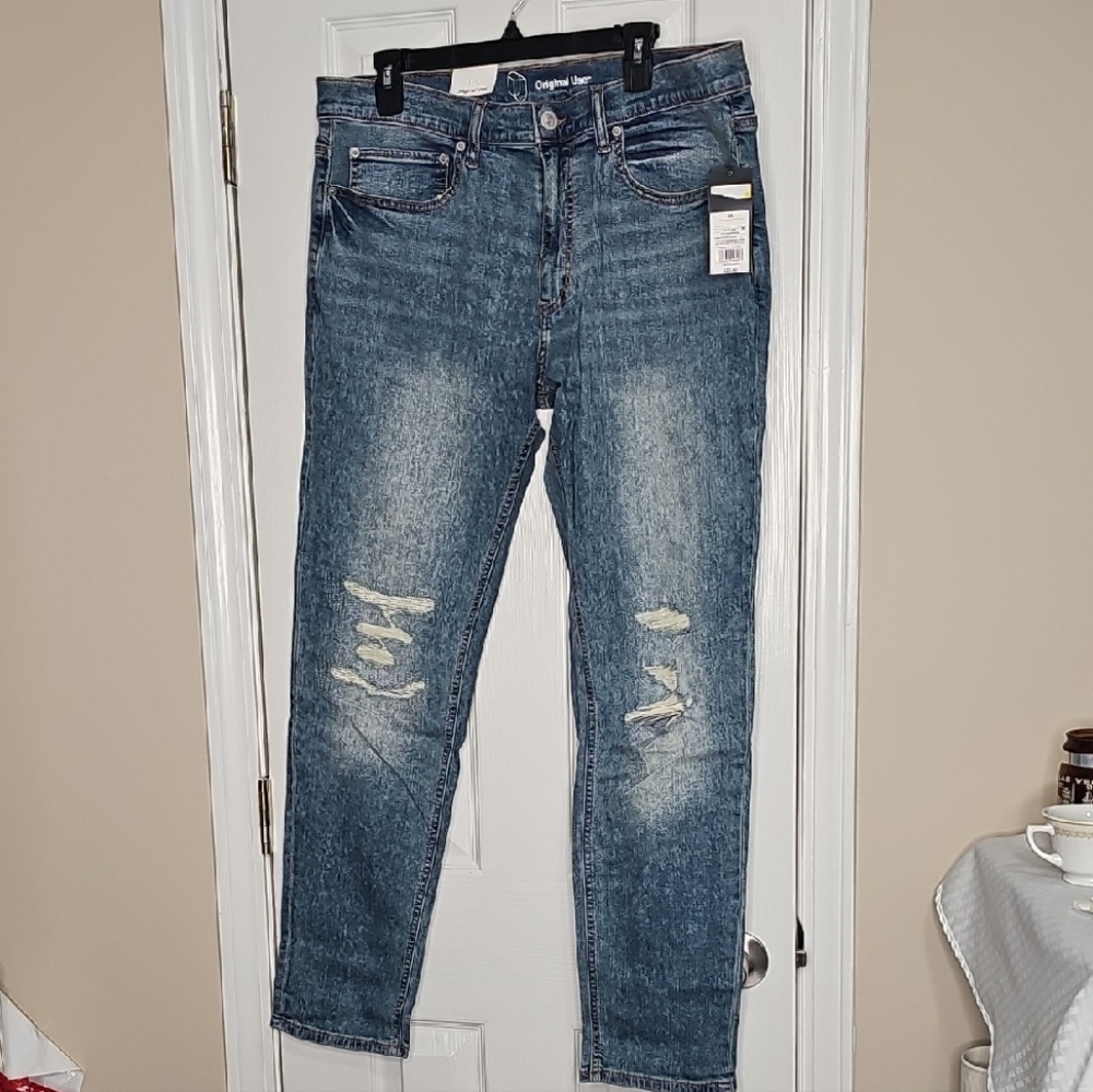 Original Use Distressed Blue Skinny Leg Jeans